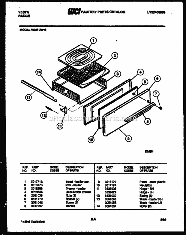 Frigidaire VG36DW2-23 Gas Range Broiler Drawer Parts Diagram