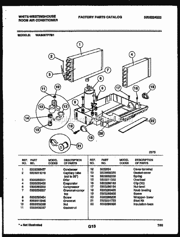 Frigidaire WAB067P7B1 Wwh(V1) / Room Air Conditioner System Parts Diagram