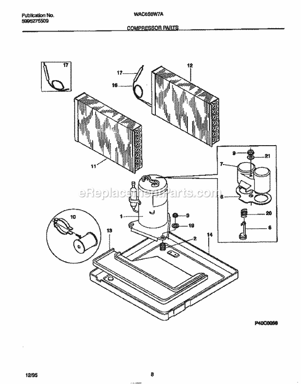 Frigidaire WAC056W7A5 Wwh(V0) / Room Air Conditioner Compressor Parts Diagram