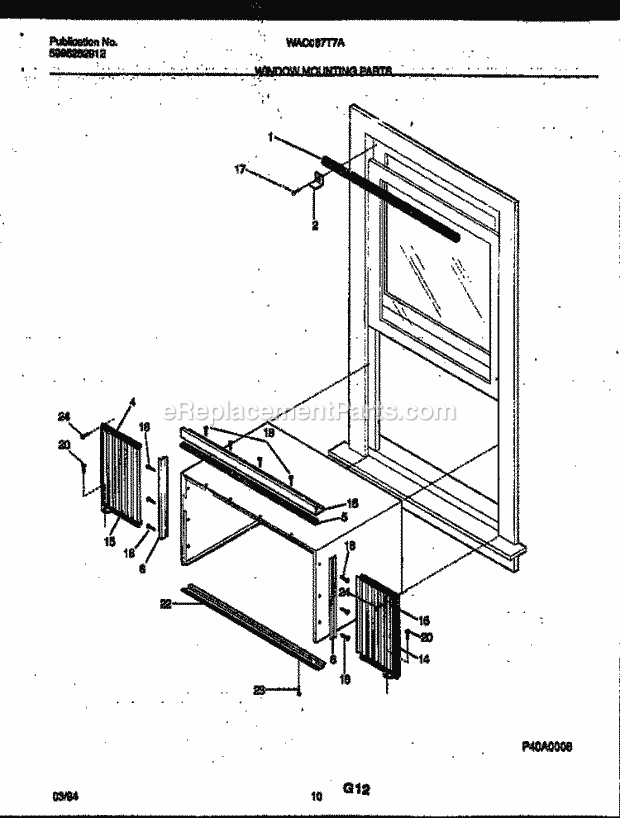 Frigidaire WAC067T7A1 Wwh(V1) / Room Air Conditioner Window Mounting Parts Diagram