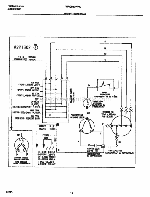 Frigidaire WAC067W7A1 Wwh(V0) / Room Air Conditioner Page F Diagram