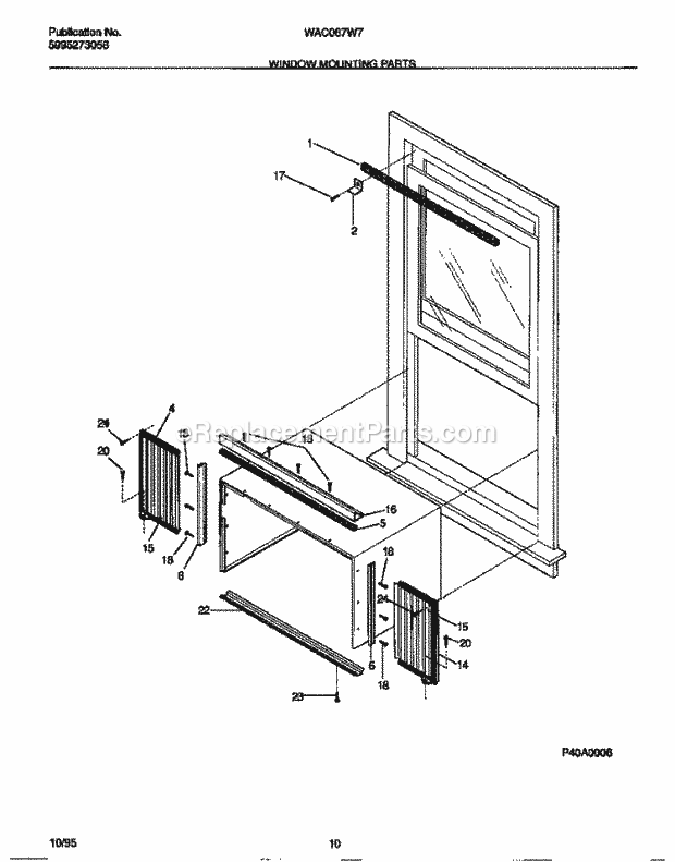 Frigidaire WAC067W7A5 Wwh(V0) / Room Air Conditioner Window Mounting Parts Diagram
