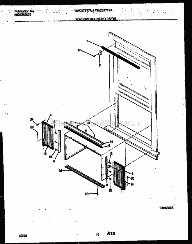 Frigidaire WAC073T7A2 Wwh(V1) / Room Air Conditioner Window Mounting Parts Diagram