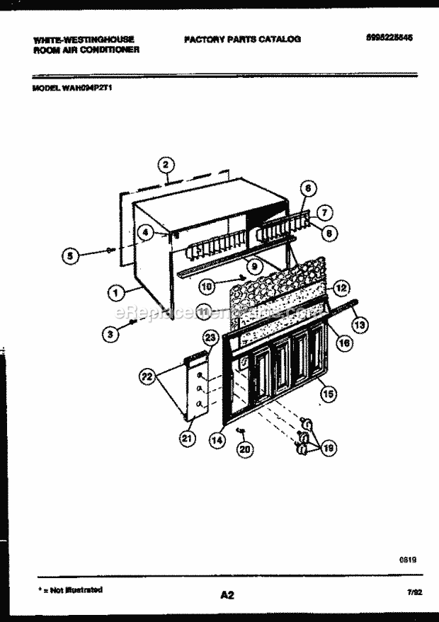Frigidaire WAH094P2T1 Wwh(V1) / Room Air Conditioner Cabinet Parts Diagram