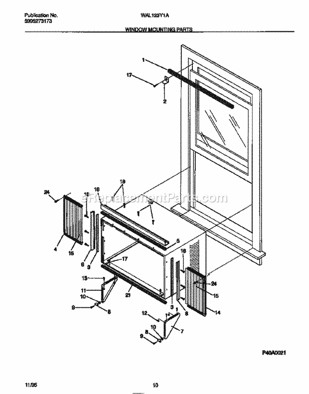 Frigidaire WAL123Y1A1 Wwh(V0) / Room Air Conditioner Window Mounting Parts Diagram