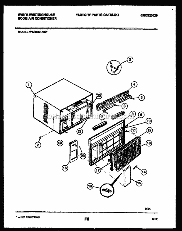 Frigidaire WAS189P2K1 Wwh(V1) / Room Air Conditioner Cabinet Parts Diagram