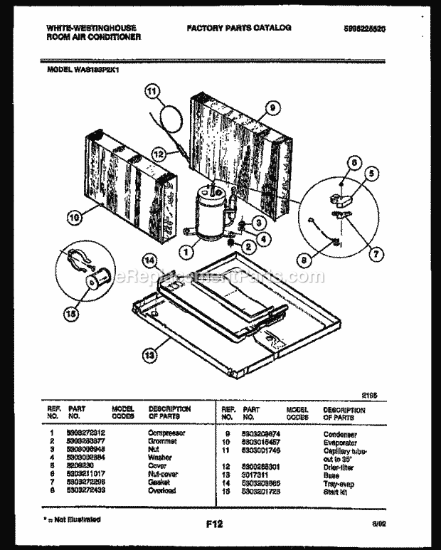 Frigidaire WAS189P2K1 Wwh(V1) / Room Air Conditioner Unit Parts Diagram