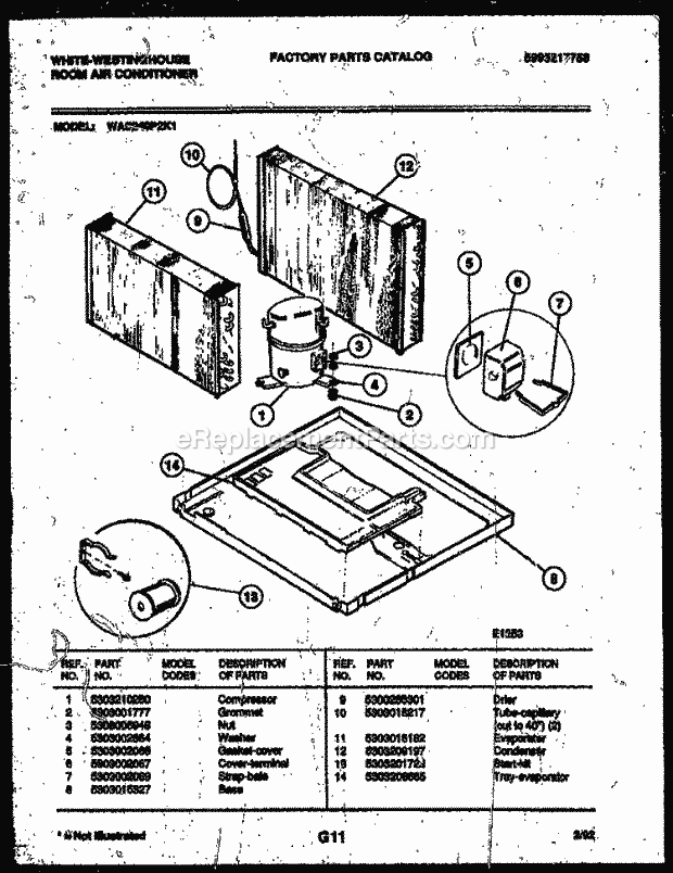 Frigidaire WAS249P2K1 Wwh(V1) / Room Air Conditioner System Parts Diagram