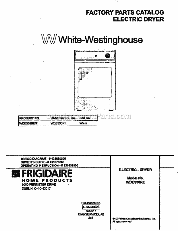Frigidaire WDE336RES1 Wwh(V0) / Dryer Page B Diagram