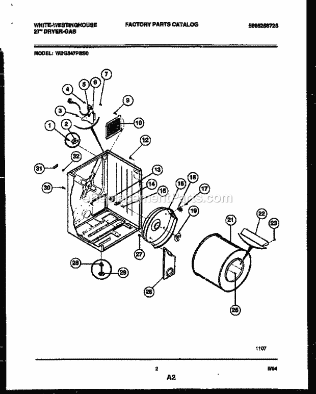 Frigidaire WDG547PBS0 Wwh(V1) / 27 