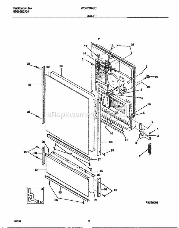 Frigidaire WDP632GER0 Wwh(V0) / Dishwasher Door Diagram