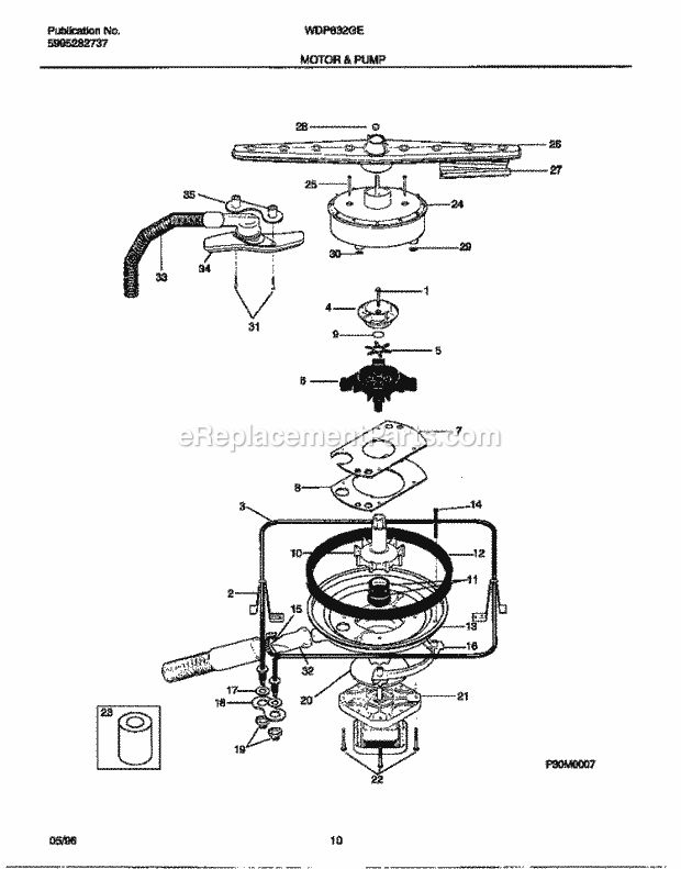 Frigidaire WDP632GER0 Wwh(V0) / Dishwasher Motor & Pump Diagram