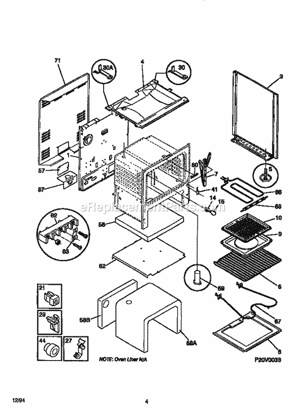 Frigidaire WEF322BADA Wwh(V1) / Electric Range Body Diagram