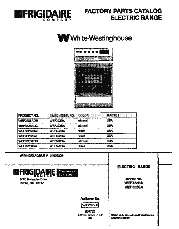 Frigidaire WEF322BAWC Wwh(V4) / Electric Range Page C Diagram