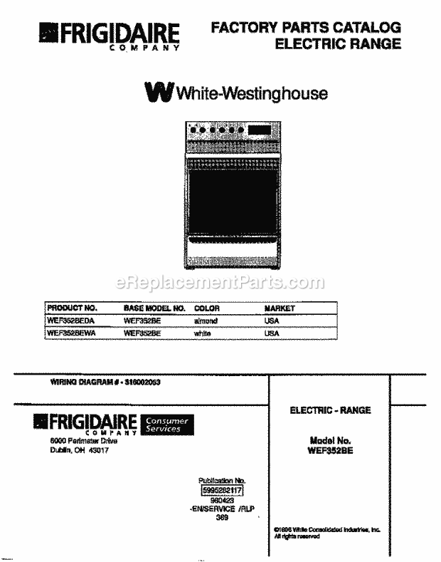 Frigidaire WEF352BEWA Wwh(V2) / Electric Range Page C Diagram