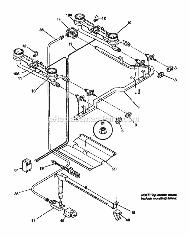 Frigidaire WGF323BADC Wwh(V1) / Gas Range Burner Diagram