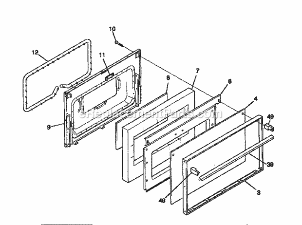 Frigidaire WGF323BADC Wwh(V1) / Gas Range Door Diagram