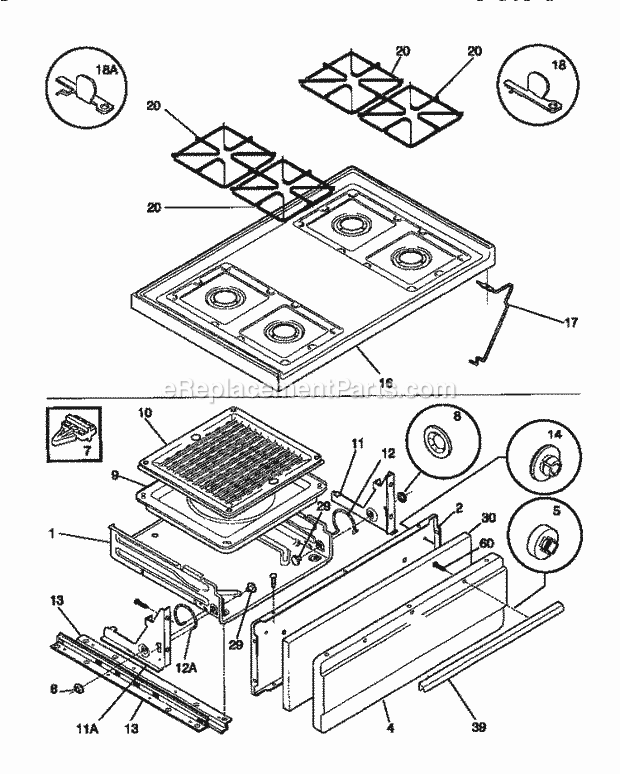 Frigidaire WGF323BADC Wwh(V1) / Gas Range Top / Drawer Diagram