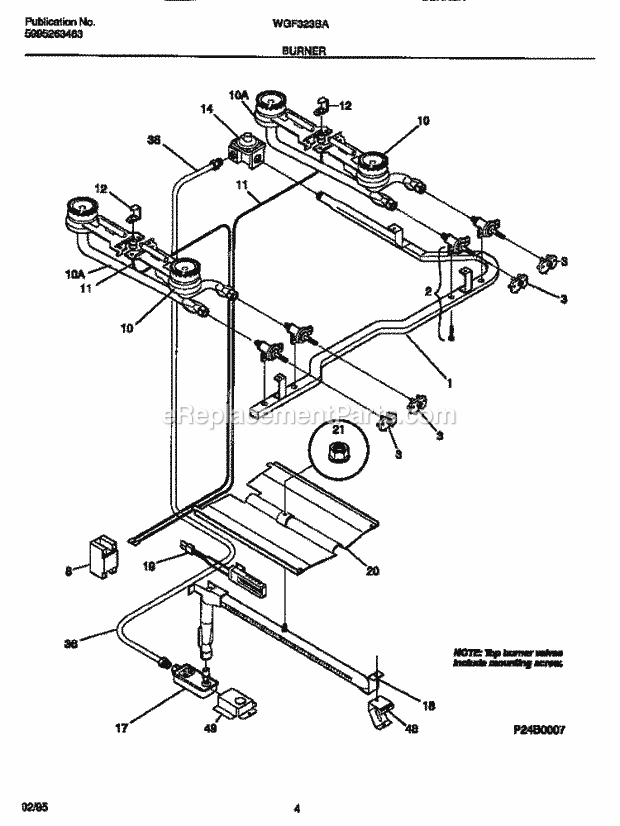 Frigidaire WGF323BAWB Wwh(V2) / Gas Range Burner Diagram