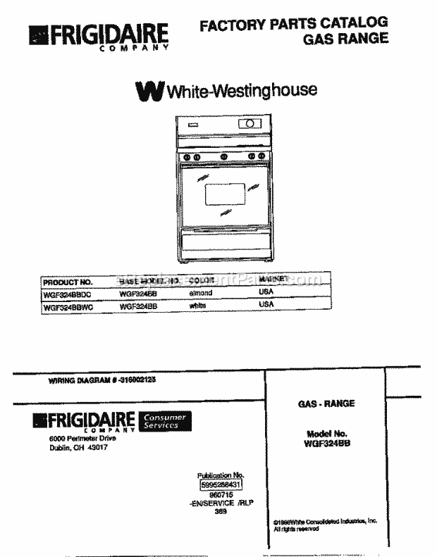 Frigidaire WGF324BBDC Wwh(V1) / Gas Range Page D Diagram