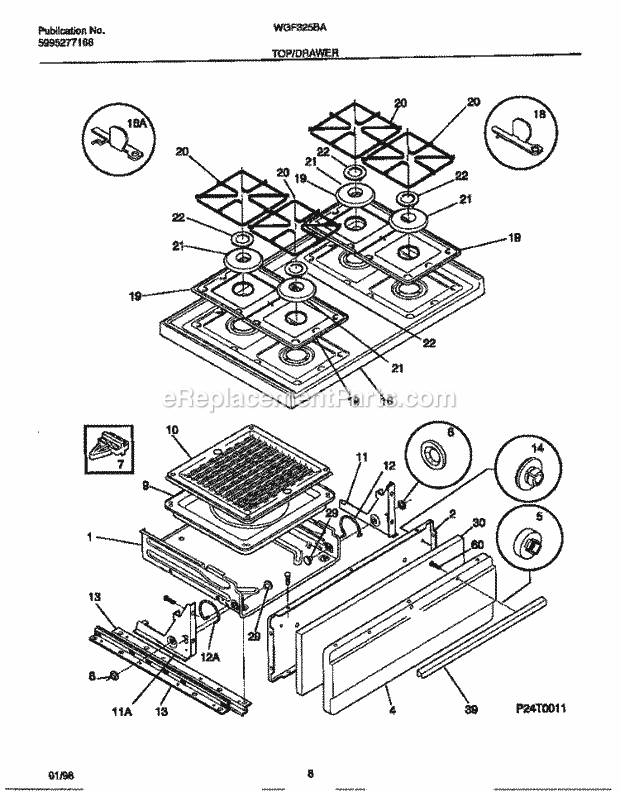 Frigidaire WGF325BAWD Wwh(V2) / Gas Range Top / Drawer Diagram