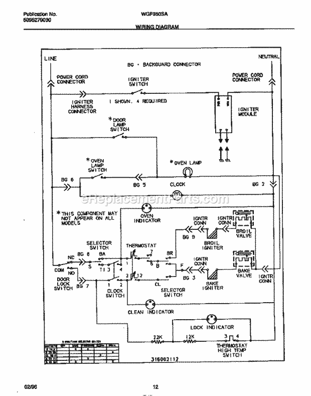 Frigidaire WGF350SADD Wwh(V1) / Gas Range Page G Diagram