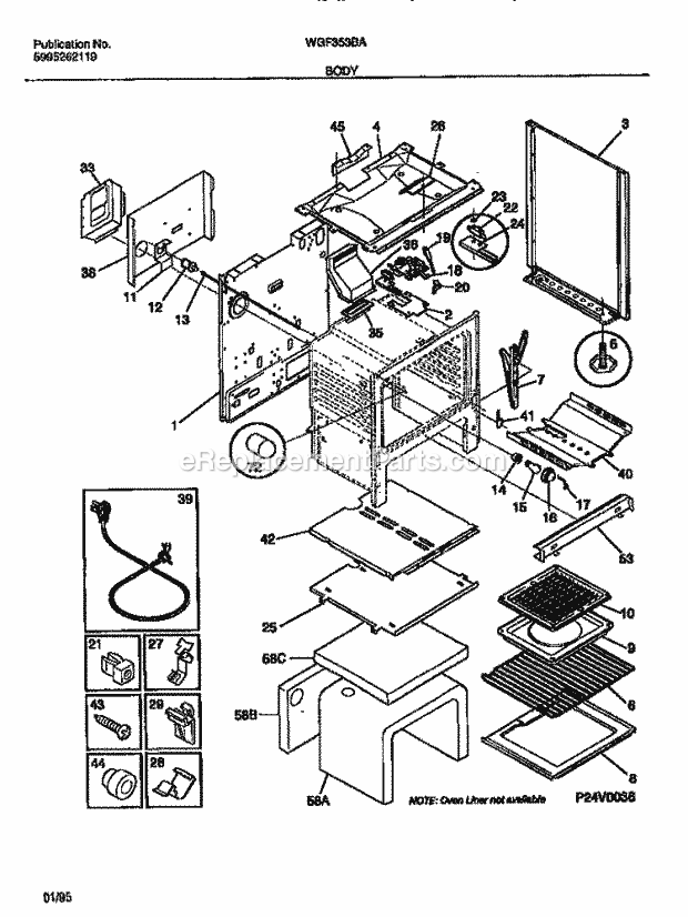 Frigidaire WGF353BADA Wwh(V1) / Gas Range Body Diagram