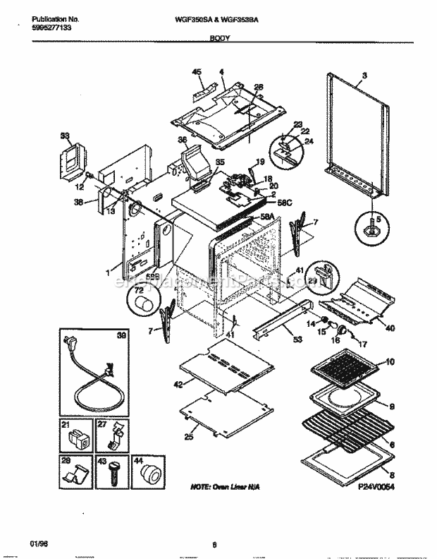 Frigidaire WGF353BAWE Wwh(V4) / Gas Range Body Diagram