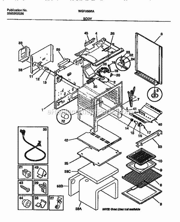 Frigidaire WGF355BAWA Wwh(V3) / Gas Range Body Diagram