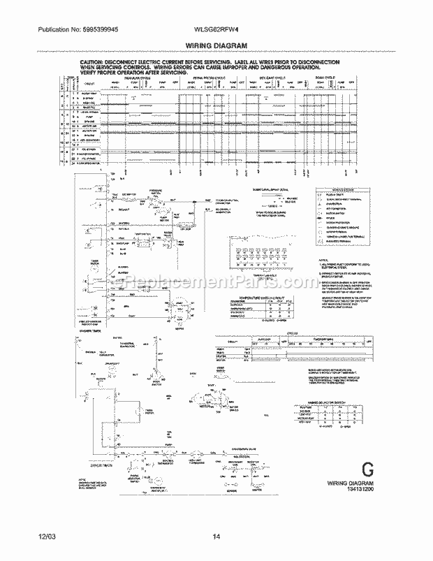 Frigidaire WLSG62RFW4 White Westinghouse/Laundry Center Page H Diagram