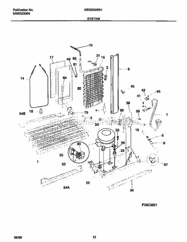 Frigidaire WRS20WRHW0 Wwh(V2) / Side by Side Refrigerator System Diagram