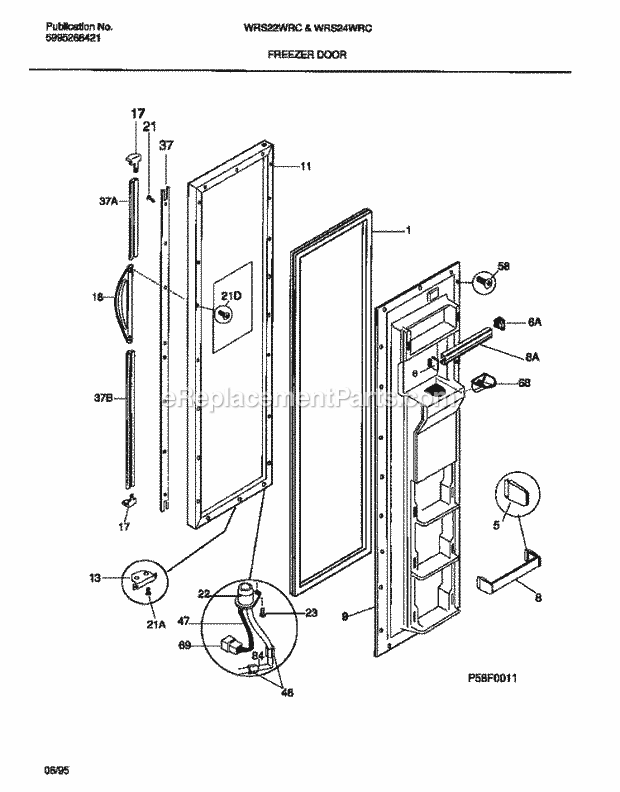 Frigidaire WRS22WRCW0 Wwh(V2) / Side by Side Refrigerator Freezer Door Diagram