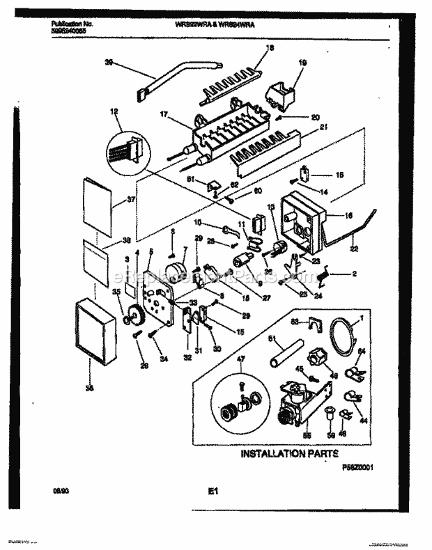 Frigidaire WRS24WRAW0 Wwh(V4) / Side by Side Refrigerator Ice Maker and Installation Parts Diagram