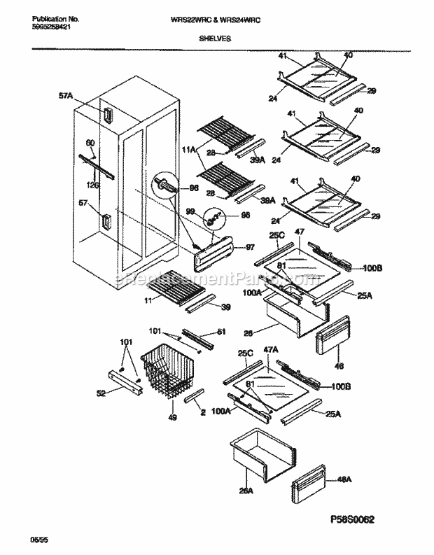 Frigidaire WRS24WRCW0 Wwh(V4) / Side by Side Refrigerator Shelves Diagram