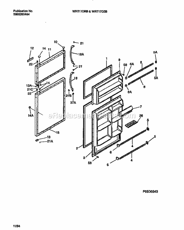 Frigidaire WRT17DZBW2 Wwh(V3) / Top Mount Refrigerator Door Diagram