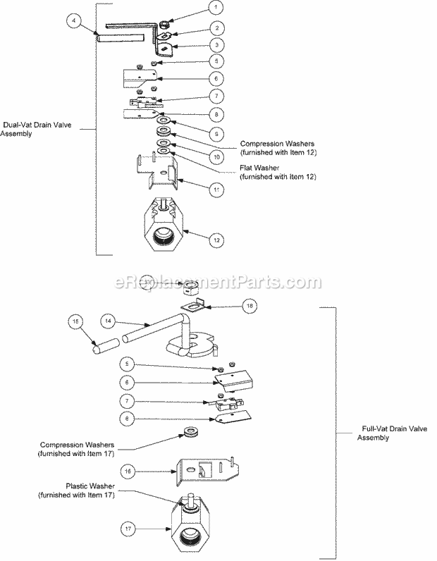 Frymaster BIPH14 Electric Fryer Drain Valves Units With Built-In Filtration Diagram