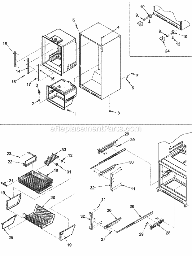 Gaggenau SK590-2 (PSK590200W0) Ref - Bottom Mounts Interior Cabinet & Freezer Shelving Diagram