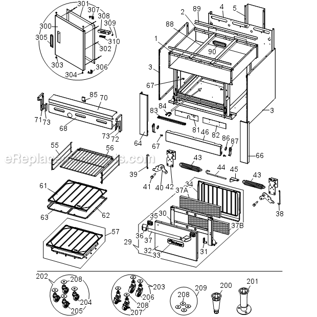 Garland U24 Gas Range 36 Single Standard Oven  Cabinet Door Components 2 Diagram