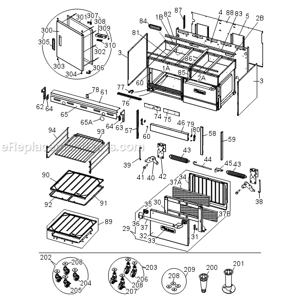 Garland U48 Gas Range 60 Single Or Double Standard Oven  Cabinet Door Components 2 Diagram