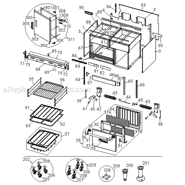 Garland U60 Gas Range 48 Single Standard Oven  Cabinet Door Components 2 Diagram