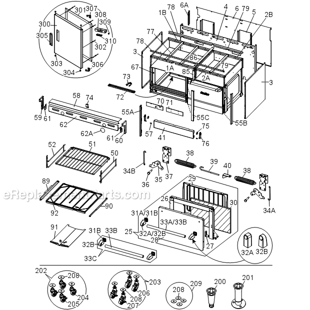 Garland X24 Gas Restaurant Range 60 Single Or Double Standard Ovens  Cabinet Door Components 2 Diagram