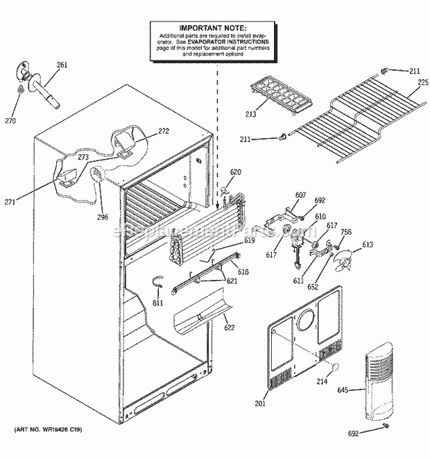 GE 38471PBRURWW Refrigerator Freezer Section Diagram