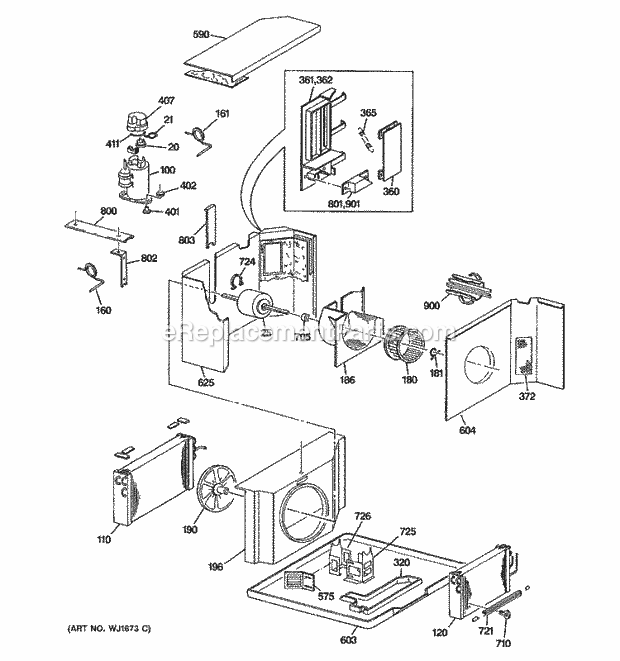 GE ACV24DAT1 Room Air Conditioner Chassis Assembly Diagram