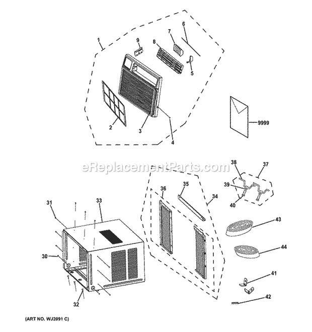 GE AEE08ARL1 Grille & Chassis Parts Diagram