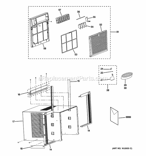 GE AEG10AQH1 Grille & Chassis Parts Diagram