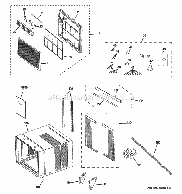 GE AEL14AQL1 Grille & Chassis Parts Diagram