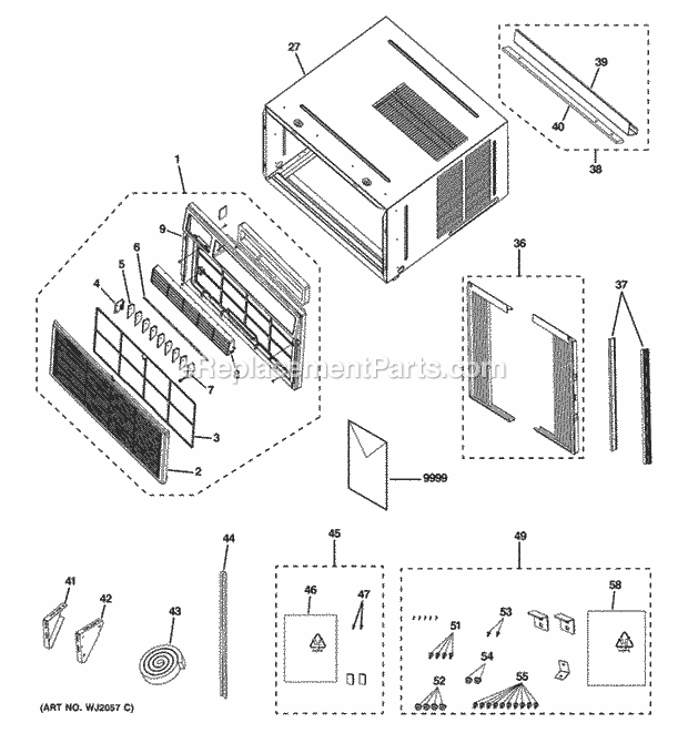 GE AEL24DQL1 Grille & Chassis Parts Diagram