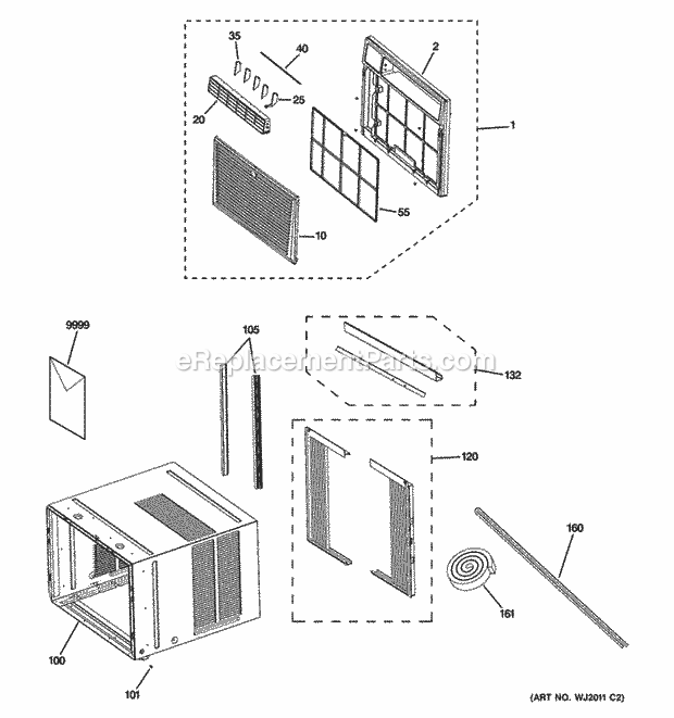 GE AEM12APL1 Grille & Chassis Parts Diagram