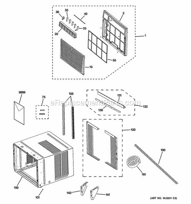 GE AEM25DPL1 Grille & Chassis Parts Diagram