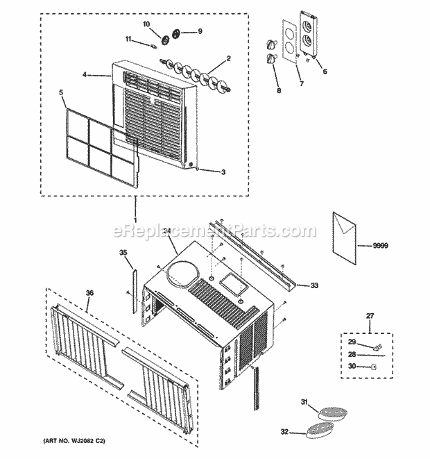 GE AEV05LQQ1 Grille & Chassis Parts Diagram